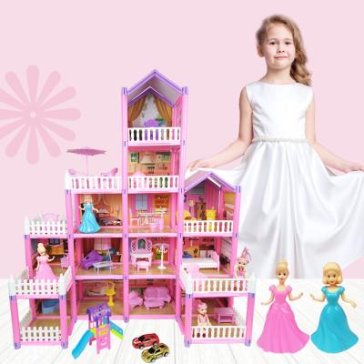 China Eco-Friendly Pretend Play Toy Dollhouse 4th Floor Exquisite Luxury Villa Pretend Play Toys Children With Accessories for sale