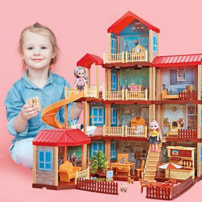 China Eco-friendly material furniture toys dollhouse kids villa set diy plastic to pretend to play exquisite furniture toys for kids for sale