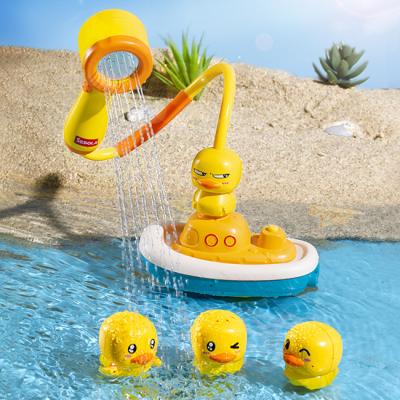 China Eco-friendly Material Water Play Baby Shower Toy Multi Function Set Lovely Handheld Shower Bath Toy Ducks For Baby for sale