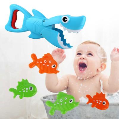 China Kids Bathroom Toys Hand Pressure Sharks Catch Fish Game Kids Bathroom Educational Toys Shark Set Interesting Baby Bath Animal Toys For Children for sale