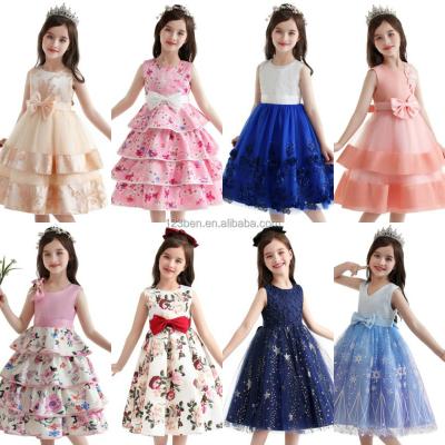 China 2023 Anti-wrinkle Girl Dresses Bowknot Dress Girls Lace Up Wedding Pageant Princess Gown Teenager Kids Skirt for sale