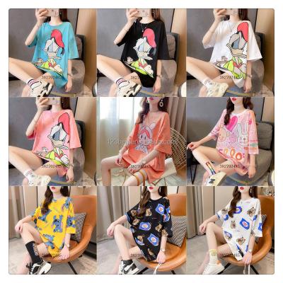 China Factory Wholesale Compressed Women's T-shirt 0.5 USD Printed Korea News T-shirts 2023 Style Women's Clothing In Summer Running Cheap T-shirts for sale