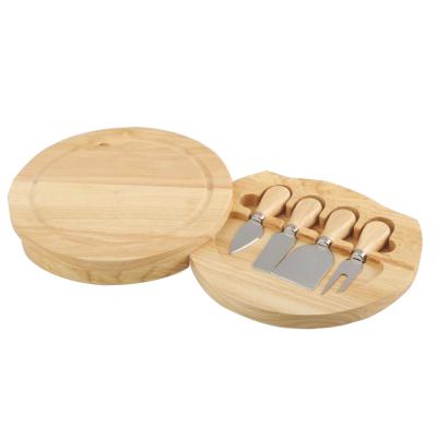 China Sustainable Cheese Board and Knives Slicer Set Around Unique Swivel Charcuterie Board Cheese Cutting Board Set for sale