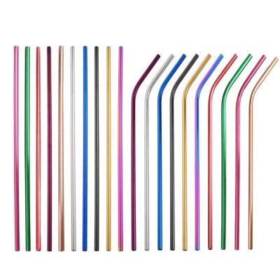 China Viable Reusable Straw of Straw Custom Logo Drinking Boba Straw Set Stainless Steel Metal for sale