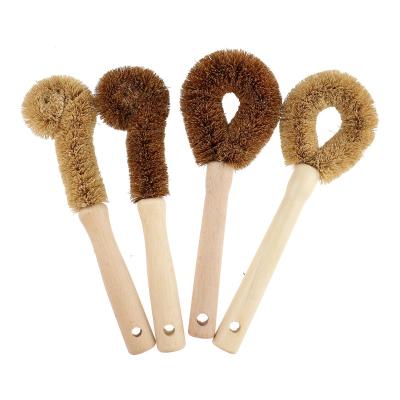 China Sustainable Eco - Friendly Kitchen Bottle Brush All Natural Pan / Pot Vegetable Scrub Brush Coconut Fiber Dish Brush for sale