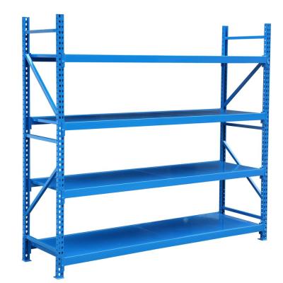 China 300kgs/level Large Span Metal Shelving Warehouse Storage System Bulk Rack Corrosion Protection Medium Height Tear Drop Rack Longspan Rack for sale