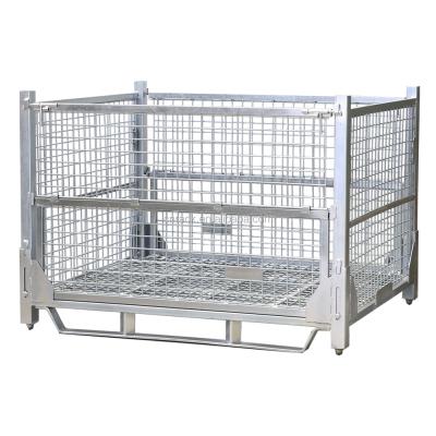 China Bulk Collapsible Warehouse Wire Mesh Container Galvanized Cage for sale