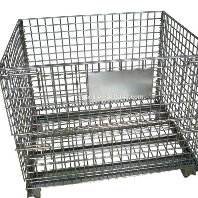 China Galvanized Folding Basket Wire Storage Box Pallet Stacker Powder Coat 4000 lbs for sale