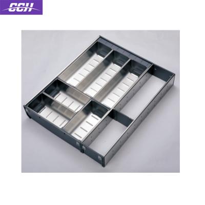 China Modern Stainless Steel Kitchen Drawer Cutlery Tray Insert Utensil Drawer Divider Organizer with Compartments for sale