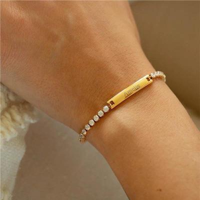 China TRENDY High Quality Zircon Tennis Chain for Women Bracelet Personalized Customized Engraved Jewelry for sale