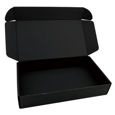 China Recycled Materials Customized Logo Matte Black Corrugated Mailing Box With Gold Foil Paper Mailer Box for sale