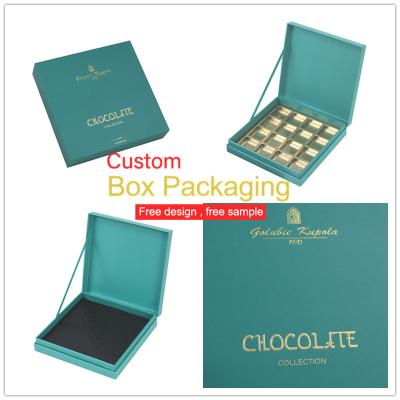 China Handmade Key Packing Box Branded Green Printed Packing Chocolate Packs Hard Cardboard Magnetic Closure for sale