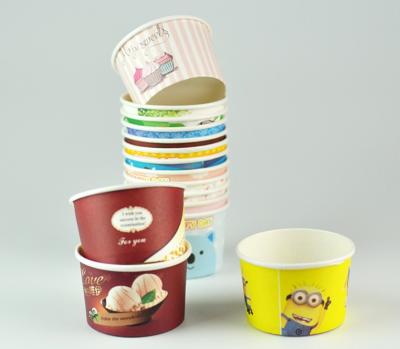 China Disposable custom logo printed ice cream paper cup frozen yogurt paper bowl with lid for wholesale for sale