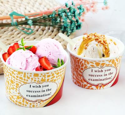 China Disposable Custom Logo Printed Paper Ice Cream Cup Yogurt Paper Bowl for sale