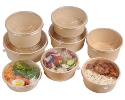 China Disposable Waterproof Disposable Kraft Bowl With Lid for sale