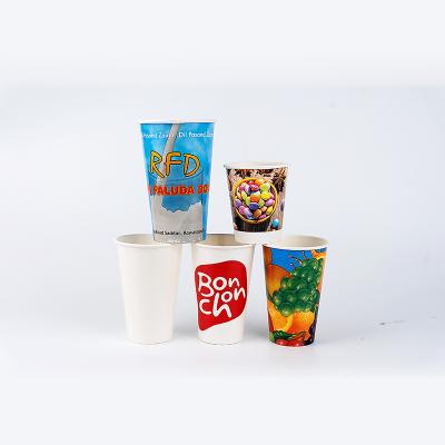 China Disposable Custom Logo Printed Disposable Double PE Paper Cold Soft Drink Cups for sale