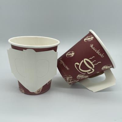 China Disposable Hot Sales Custom Printed Paper Cups 7oz Paper Cup With Handle for sale