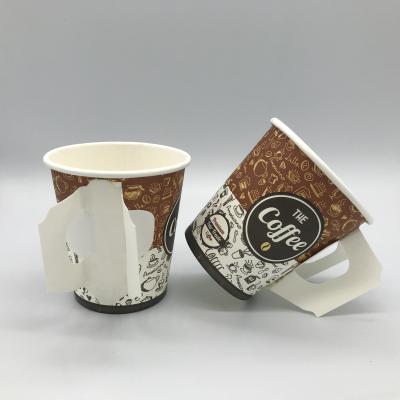 China Recyclable Custom Printing Hot Sells Disposable Single Wall Paper Cup With 7oz Handle For Hot Drinks for sale