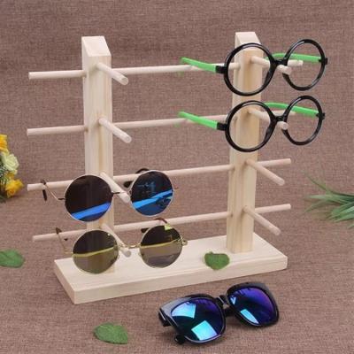 China Custom Simple Wooden Frame Sunglasses Shop Window Display Glass Frame YJ-014 for sale