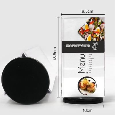 China Customized Round Bottom 360 Acrylic Beverage Menu Card Holder Round Bottom Rotating Display Stand Dining Hotel Menu Display Rack for sale