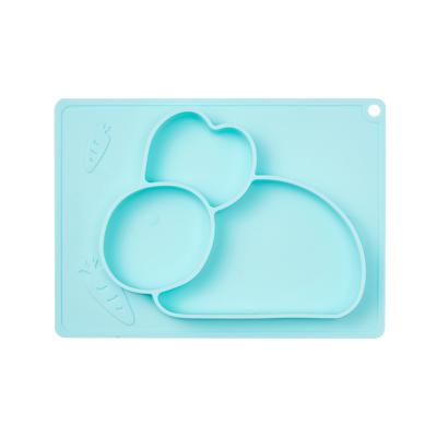 China Hot Sale 8080 Rabbit Shape Kids Silicone Pad Baby Portable Dinner Dishes for sale