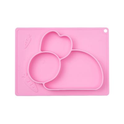 China OEM 8080 High Quality Serving Rabbit Shape Kids Silicone Pad Baby Portable Dinner Dishes for sale