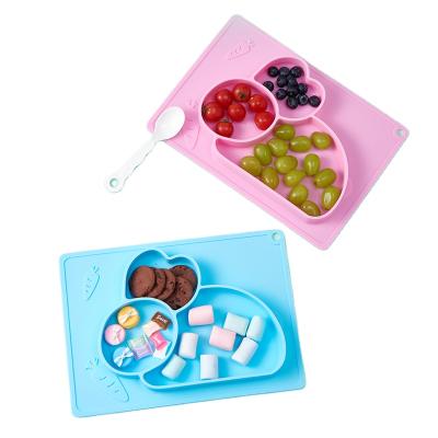 China Factory direct sale rabbit shape kids silicone pad baby portable dinner dishes 8080 for sale