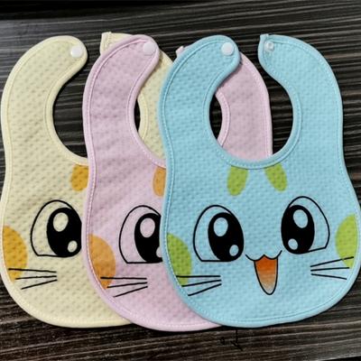 China Space Antibacterial Cotton Sale Cute Amazon Cat Shape Printing Saliva Towel Baby Drool Bib for sale