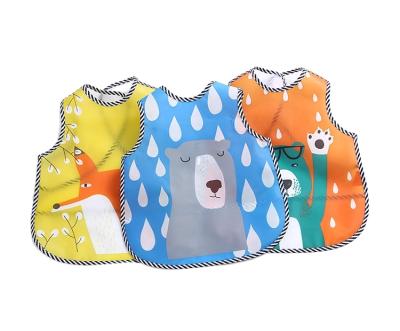 China JIEYUER Antibacterial Baby Waterproof Bib, Children Eating Clothes Short Sleeves Coveralls Saliva Towel for sale