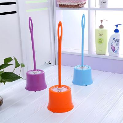 China Sustainable Long Handle Plastic Bathroom Toilet Brush Set With Stand Household Cleaning for sale