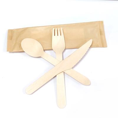 China Kitchen Fruit Spoon Knife Fork Set Smooth Eco Friendly Disposable Wooden Cutlery Set With Custom Logo for sale