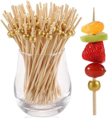 China Eco - Friendly Slim Bamboo Bead Cake Colored Easily Cleaned Barbecue Sticks for sale