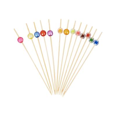 China Heart Disposable Colored Bamboo Kebab BBQ Skewer Craft Craft Bead Easily Cleaned Acrylic Bead Stick for sale