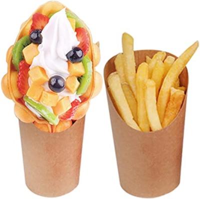 China Disposable Snack Paper Scoop Cup Chips French Fries Holder Disposable Paper Cup for sale