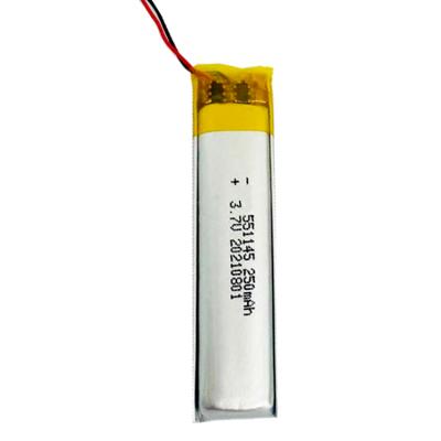 China Toys Hot Selling Flexible Thin Polymer Battery Lithium Battery 3.7V 250mAh Rectangular Battery for sale