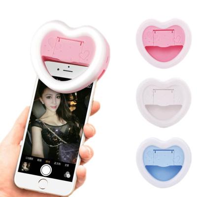 China New Adjustable Heart Shape Mini Fosoto Camera Mobile Phone Tiktok Shine Mirror Fill Light tik tok Phone Ring Light, Selfie Ring Light for sale