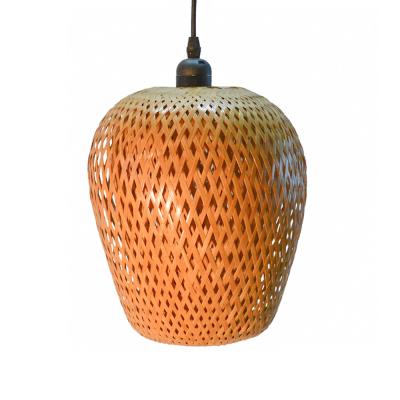 China Antique Natural Bamboo Knitted Wooden Handmade Pendant Lampshade for sale