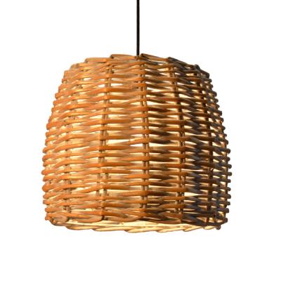 China Natural European Antique Wicker Cylinder Hanging Light Blanket Handmade Lampshade for sale