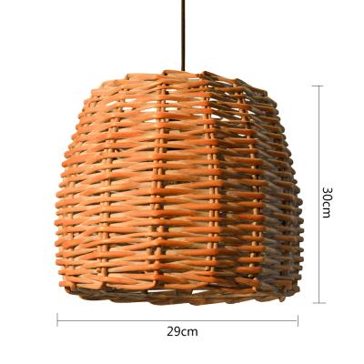 China Modern Dark Brown Wicker Rattan Living Room Woven Hanging Lamp Shade for sale