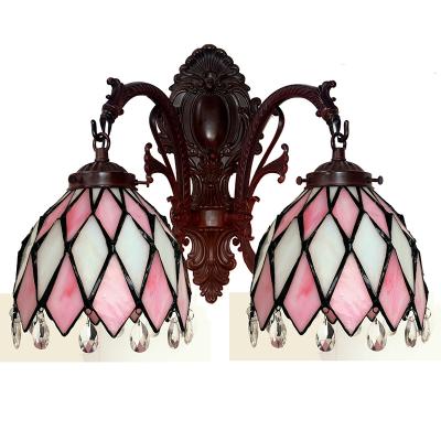 China Factory new design Hign Qulity production style multicolor handmade glass tiffany wall lamp traditional handmade tiffany lamp for home&restaurant decoration for sale