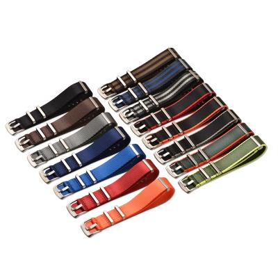 China With 3 new 20mm 22mm silver rings metal replacement watch strap nato watchband strap woven nylon watch band for sale