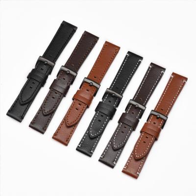 China Smart Watch 24mm Leather Watch Band 18mm 20mm 22mm Leather Watch Band Leather Band for sale