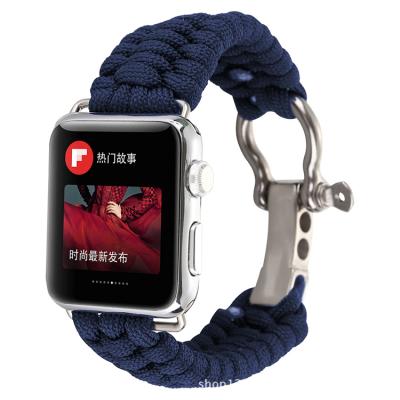 China Nylon Strap Rugged Outdoor Survival Watch Rope Paracord Wrist Watch Band Strap For Apple Watch for sale