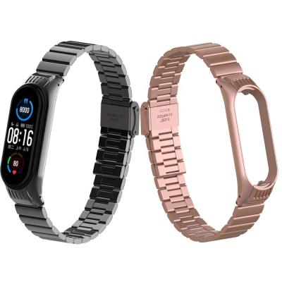 China Wholesale Luxury Solid Stainless Steel Metal Strap Stainless Steel Watch Strap For Xiaomi MI Band 6 5 Smartwatch Correa for sale