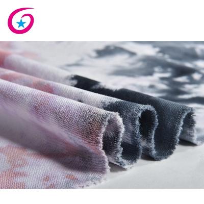 China Latest Technology Colorful Tie Dyed Canvas Fabric Tear-resistant For Ladies Casual Bag Material for sale