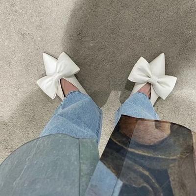 China Gerine Flat Women Soft Comfortable Fit Your Feet 100 Tall Bowtie Summer Light Silk Winter OEM Customized Flat Ballet Shoes for sale