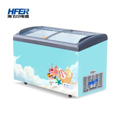 中国 Single-temperature china cheap price glass cabinet display 300L chest ice cream commercial freezer for sale 販売のため