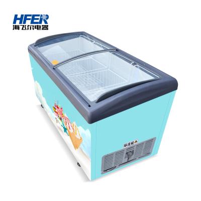 China Single-temperature 300L large capacity saves electricity fast cooling small ice cream freezer for supermarket for sale