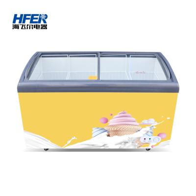 中国 Single-Temperature Cost Performance High Capacity 300L Ice Cream Freezer Fast Cooling Glass Top For Sale 販売のため