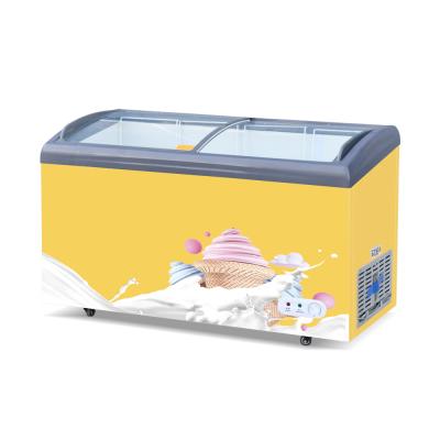 China Hot Sale Single-temperature Commercial Refrigeration Makers Ice Cream Freezer Refrigerator with Glass Door for sale